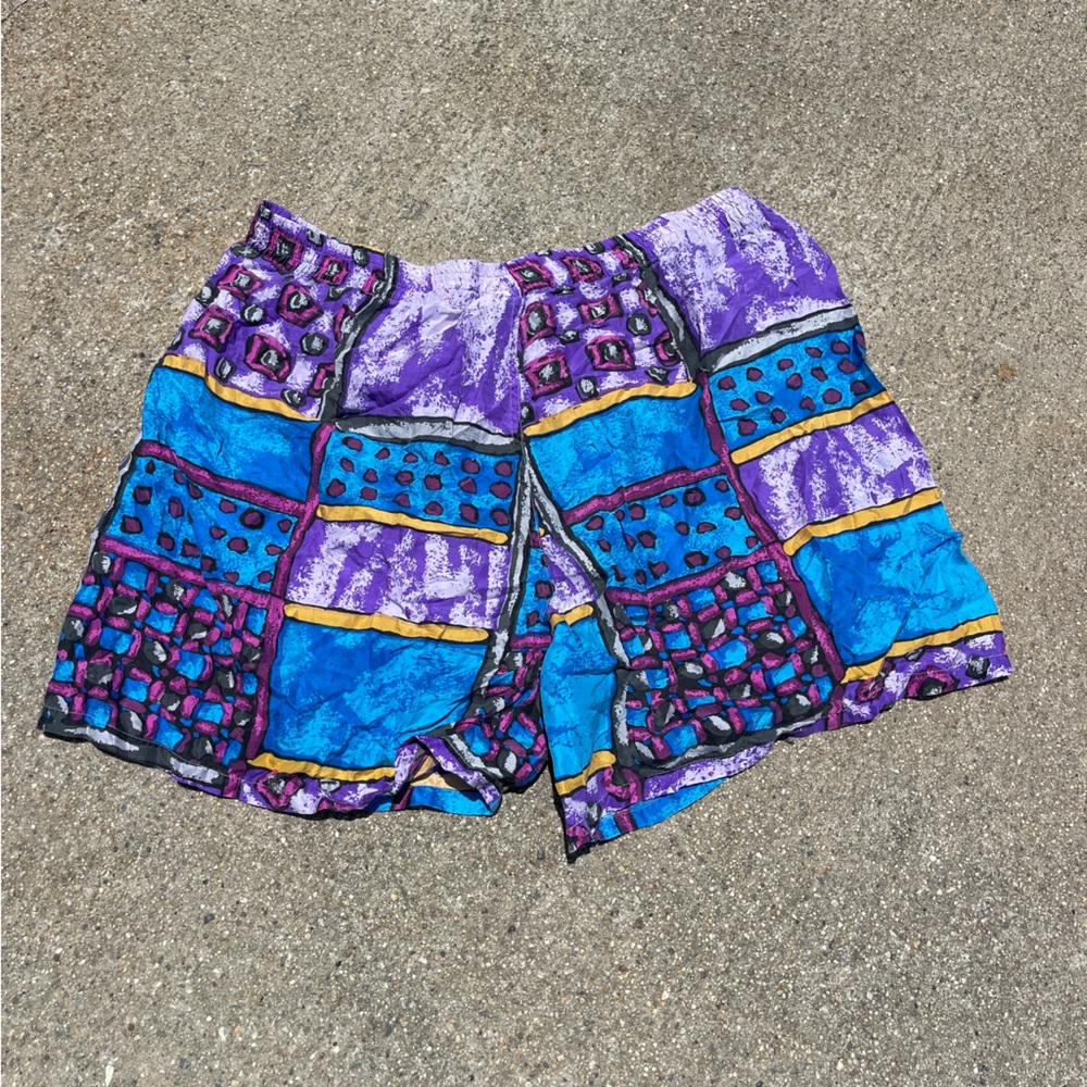 Brick Silk Colorful Patchwork Shorts Vintage size L